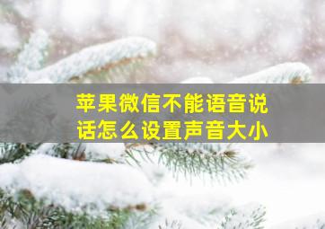 苹果微信不能语音说话怎么设置声音大小