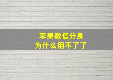 苹果微信分身为什么用不了了