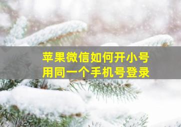 苹果微信如何开小号用同一个手机号登录