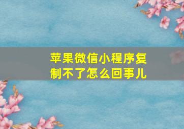 苹果微信小程序复制不了怎么回事儿