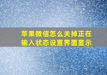 苹果微信怎么关掉正在输入状态设置界面显示