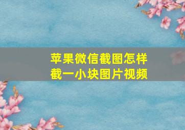 苹果微信截图怎样截一小块图片视频