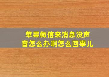 苹果微信来消息没声音怎么办啊怎么回事儿