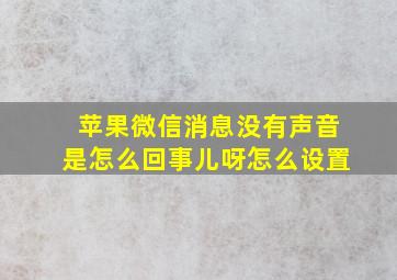 苹果微信消息没有声音是怎么回事儿呀怎么设置