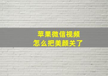 苹果微信视频怎么把美颜关了