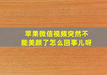 苹果微信视频突然不能美颜了怎么回事儿呀