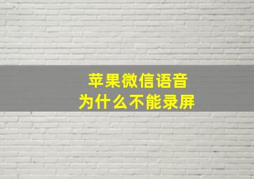 苹果微信语音为什么不能录屏