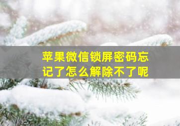 苹果微信锁屏密码忘记了怎么解除不了呢