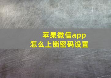 苹果微信app怎么上锁密码设置