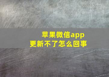 苹果微信app更新不了怎么回事