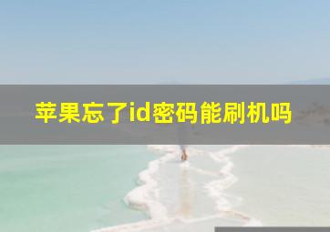 苹果忘了id密码能刷机吗