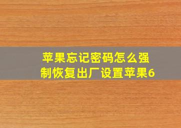 苹果忘记密码怎么强制恢复出厂设置苹果6