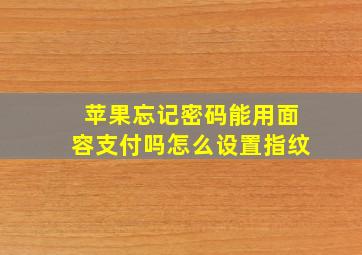 苹果忘记密码能用面容支付吗怎么设置指纹