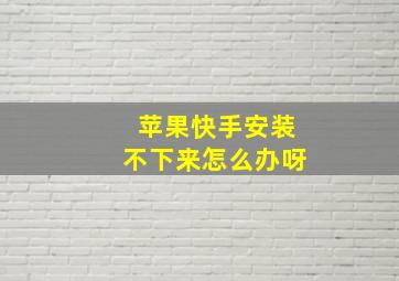 苹果快手安装不下来怎么办呀