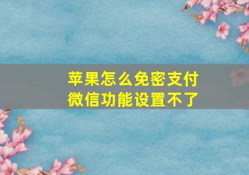 苹果怎么免密支付微信功能设置不了