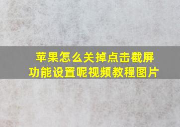 苹果怎么关掉点击截屏功能设置呢视频教程图片