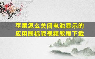 苹果怎么关闭电池显示的应用图标呢视频教程下载