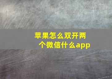 苹果怎么双开两个微信什么app