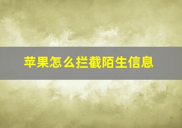 苹果怎么拦截陌生信息