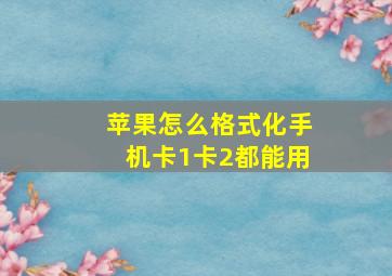 苹果怎么格式化手机卡1卡2都能用