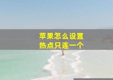 苹果怎么设置热点只连一个