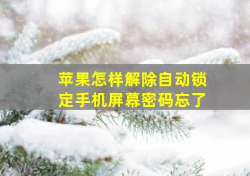 苹果怎样解除自动锁定手机屏幕密码忘了