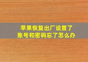 苹果恢复出厂设置了账号和密码忘了怎么办