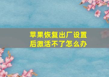 苹果恢复出厂设置后激活不了怎么办