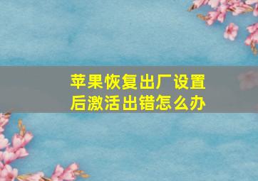 苹果恢复出厂设置后激活出错怎么办