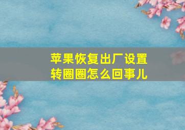 苹果恢复出厂设置转圈圈怎么回事儿