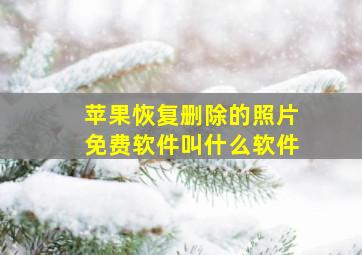 苹果恢复删除的照片免费软件叫什么软件