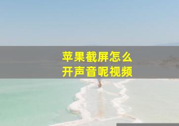 苹果截屏怎么开声音呢视频