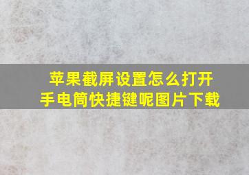 苹果截屏设置怎么打开手电筒快捷键呢图片下载