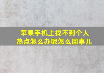 苹果手机上找不到个人热点怎么办呢怎么回事儿