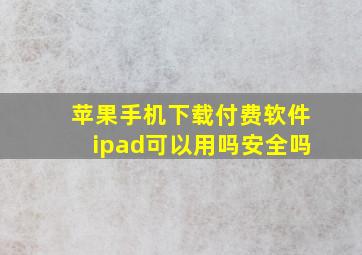 苹果手机下载付费软件ipad可以用吗安全吗