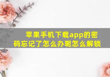 苹果手机下载app的密码忘记了怎么办呢怎么解锁