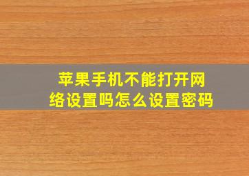 苹果手机不能打开网络设置吗怎么设置密码