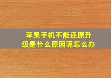 苹果手机不能还原升级是什么原因呢怎么办