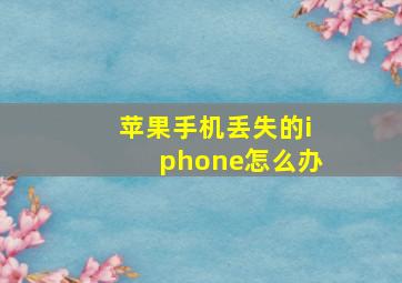 苹果手机丢失的iphone怎么办