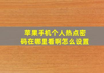 苹果手机个人热点密码在哪里看啊怎么设置