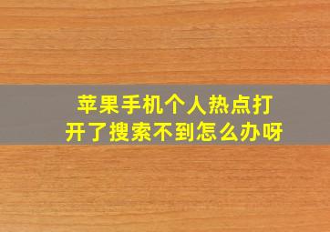 苹果手机个人热点打开了搜索不到怎么办呀