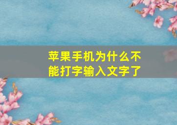 苹果手机为什么不能打字输入文字了