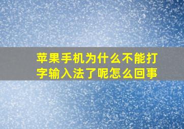 苹果手机为什么不能打字输入法了呢怎么回事