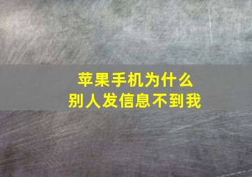 苹果手机为什么别人发信息不到我