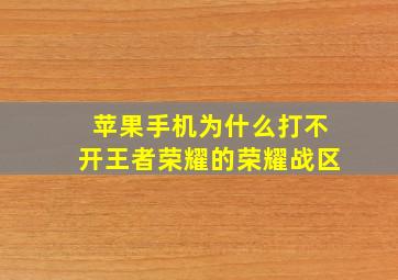 苹果手机为什么打不开王者荣耀的荣耀战区