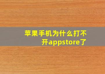 苹果手机为什么打不开appstore了