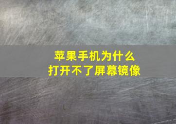 苹果手机为什么打开不了屏幕镜像