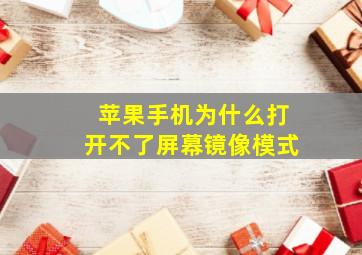 苹果手机为什么打开不了屏幕镜像模式