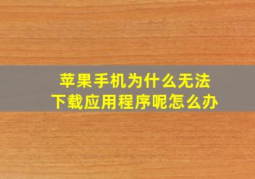 苹果手机为什么无法下载应用程序呢怎么办