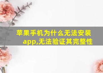 苹果手机为什么无法安装app,无法验证其完整性